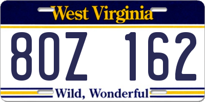 WV license plate 8OZ162
