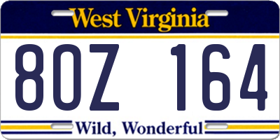WV license plate 8OZ164