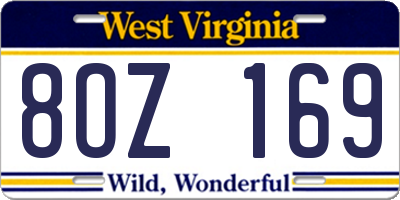 WV license plate 8OZ169
