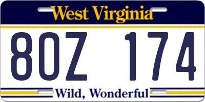 WV license plate 8OZ174