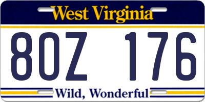 WV license plate 8OZ176