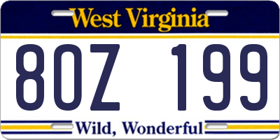 WV license plate 8OZ199