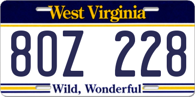 WV license plate 8OZ228