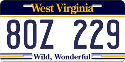 WV license plate 8OZ229