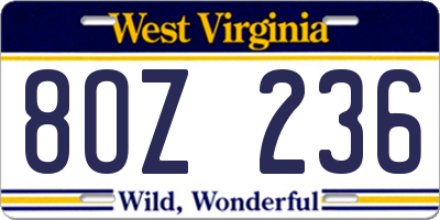 WV license plate 8OZ236
