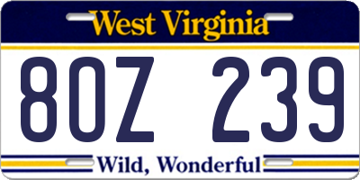 WV license plate 8OZ239