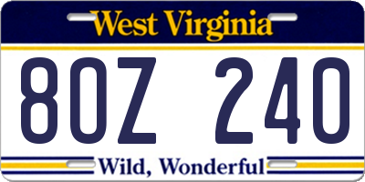 WV license plate 8OZ240