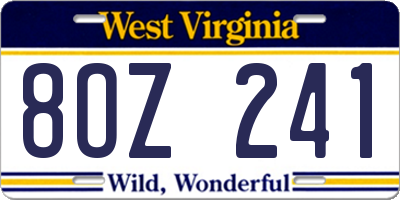 WV license plate 8OZ241