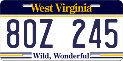 WV license plate 8OZ245