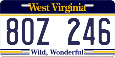 WV license plate 8OZ246