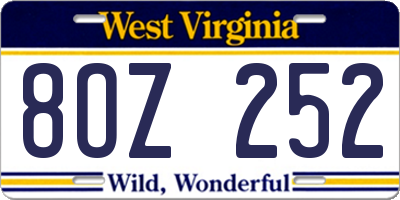 WV license plate 8OZ252