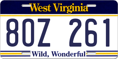 WV license plate 8OZ261
