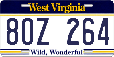 WV license plate 8OZ264