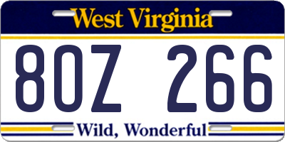 WV license plate 8OZ266