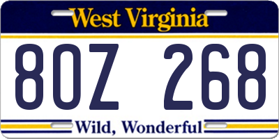 WV license plate 8OZ268