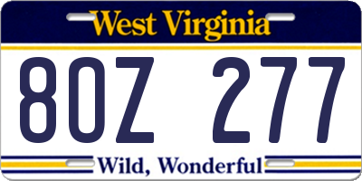 WV license plate 8OZ277