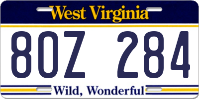 WV license plate 8OZ284