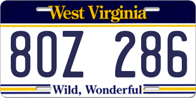 WV license plate 8OZ286