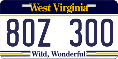 WV license plate 8OZ300