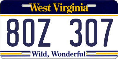 WV license plate 8OZ307