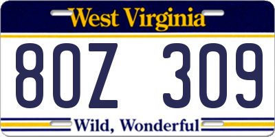WV license plate 8OZ309