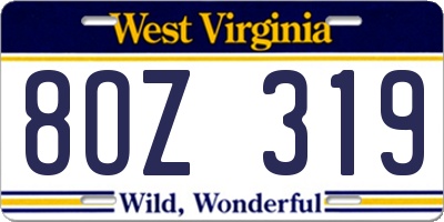 WV license plate 8OZ319