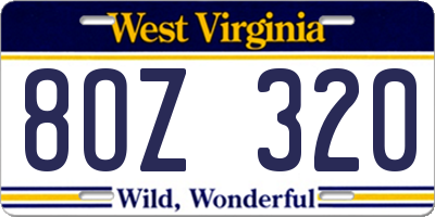 WV license plate 8OZ320