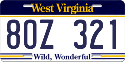 WV license plate 8OZ321