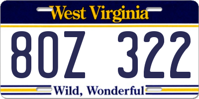 WV license plate 8OZ322
