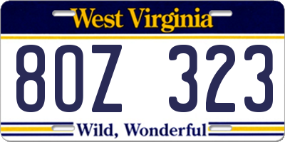 WV license plate 8OZ323
