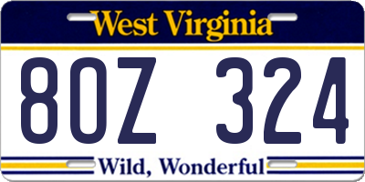 WV license plate 8OZ324