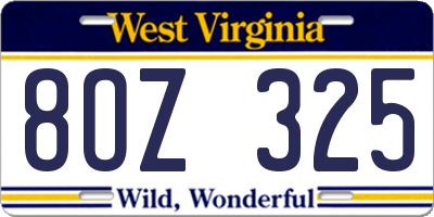 WV license plate 8OZ325