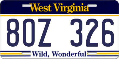 WV license plate 8OZ326