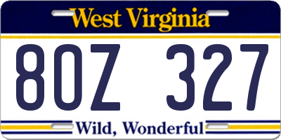 WV license plate 8OZ327
