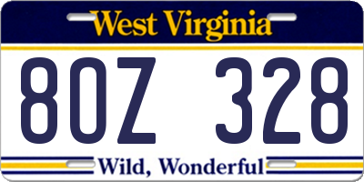 WV license plate 8OZ328