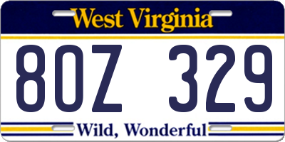 WV license plate 8OZ329