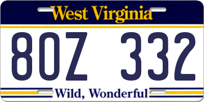 WV license plate 8OZ332