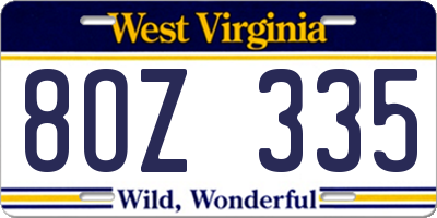 WV license plate 8OZ335