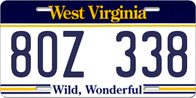 WV license plate 8OZ338