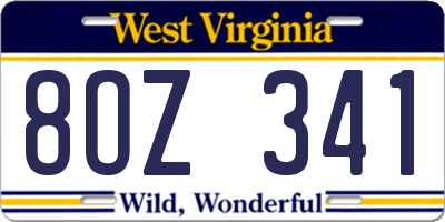 WV license plate 8OZ341