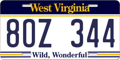 WV license plate 8OZ344