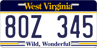 WV license plate 8OZ345
