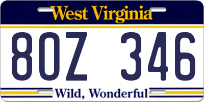 WV license plate 8OZ346