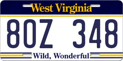 WV license plate 8OZ348