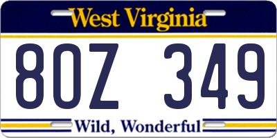 WV license plate 8OZ349