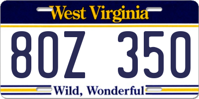 WV license plate 8OZ350
