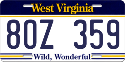 WV license plate 8OZ359