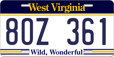 WV license plate 8OZ361