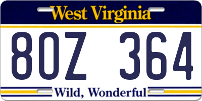 WV license plate 8OZ364