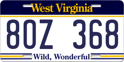 WV license plate 8OZ368